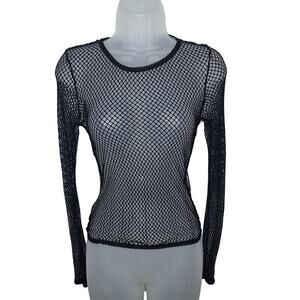 WIDOW Dolls Kill Fishnet Long Sleeve Top Mesh Fishnet Sheer Goth Fairy Clubwear
